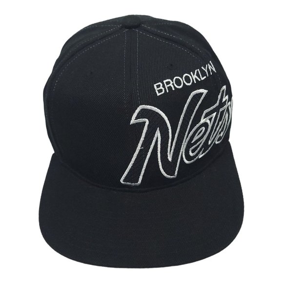 Brooklyn Nets Basketball Flat Brim Snapback Cap Trucker Baseball Mitchell Ness - Picture 2 of 12